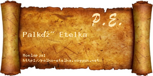 Palkó Etelka névjegykártya